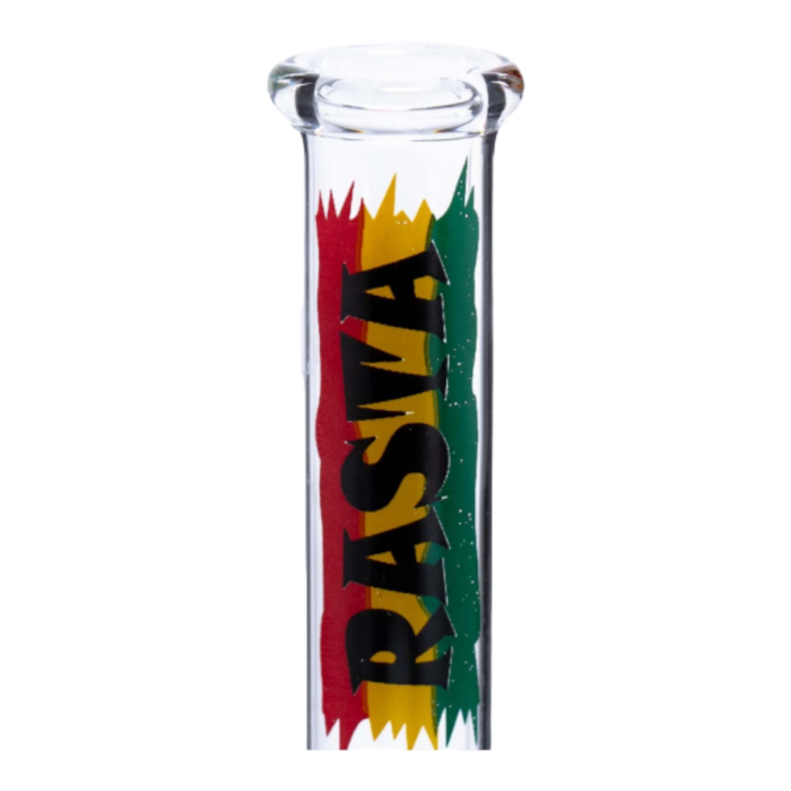 Принт RASTA в цветах зелёного, жёлтого и красного на стеклянном бонге