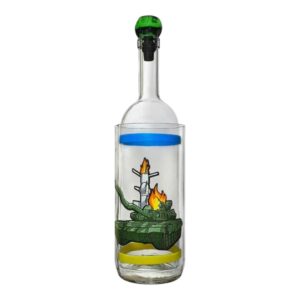 Стеклянный водник для травки с двойной колбой и оригинальным принтом